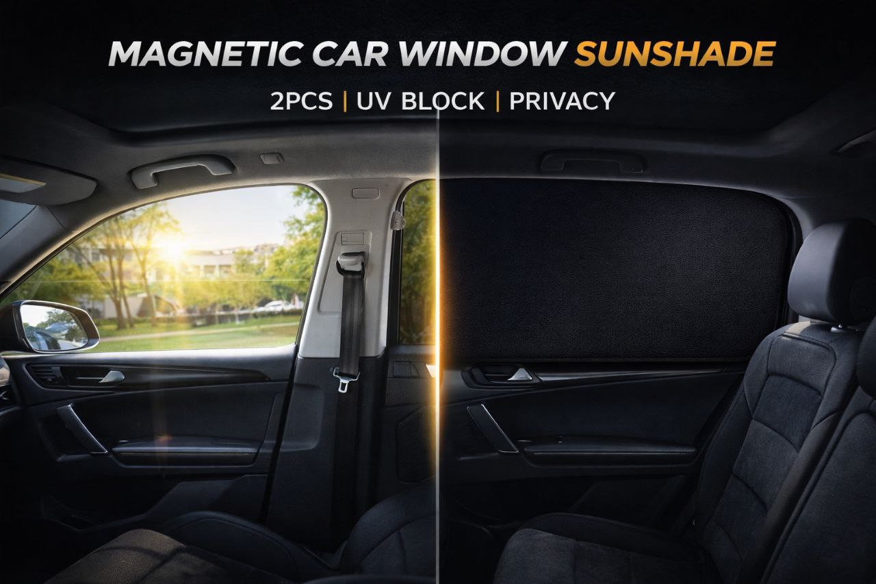CleanRide™ Magnetic Car Window Sunshade – UV Protection & Privacy Cover (2 PCS)