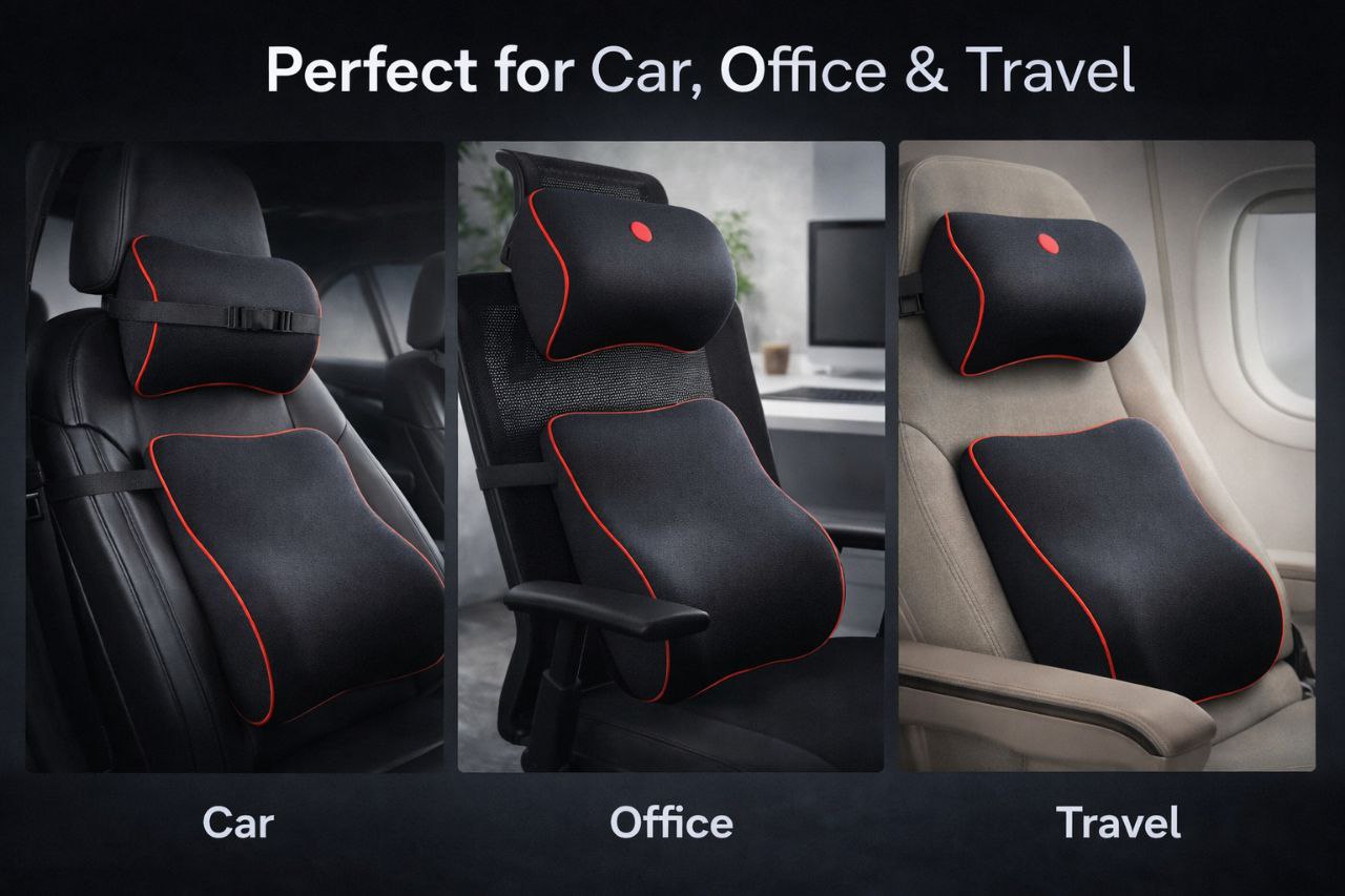CleanRide Comfort Pro – Car Lumbar & Neck Pillow