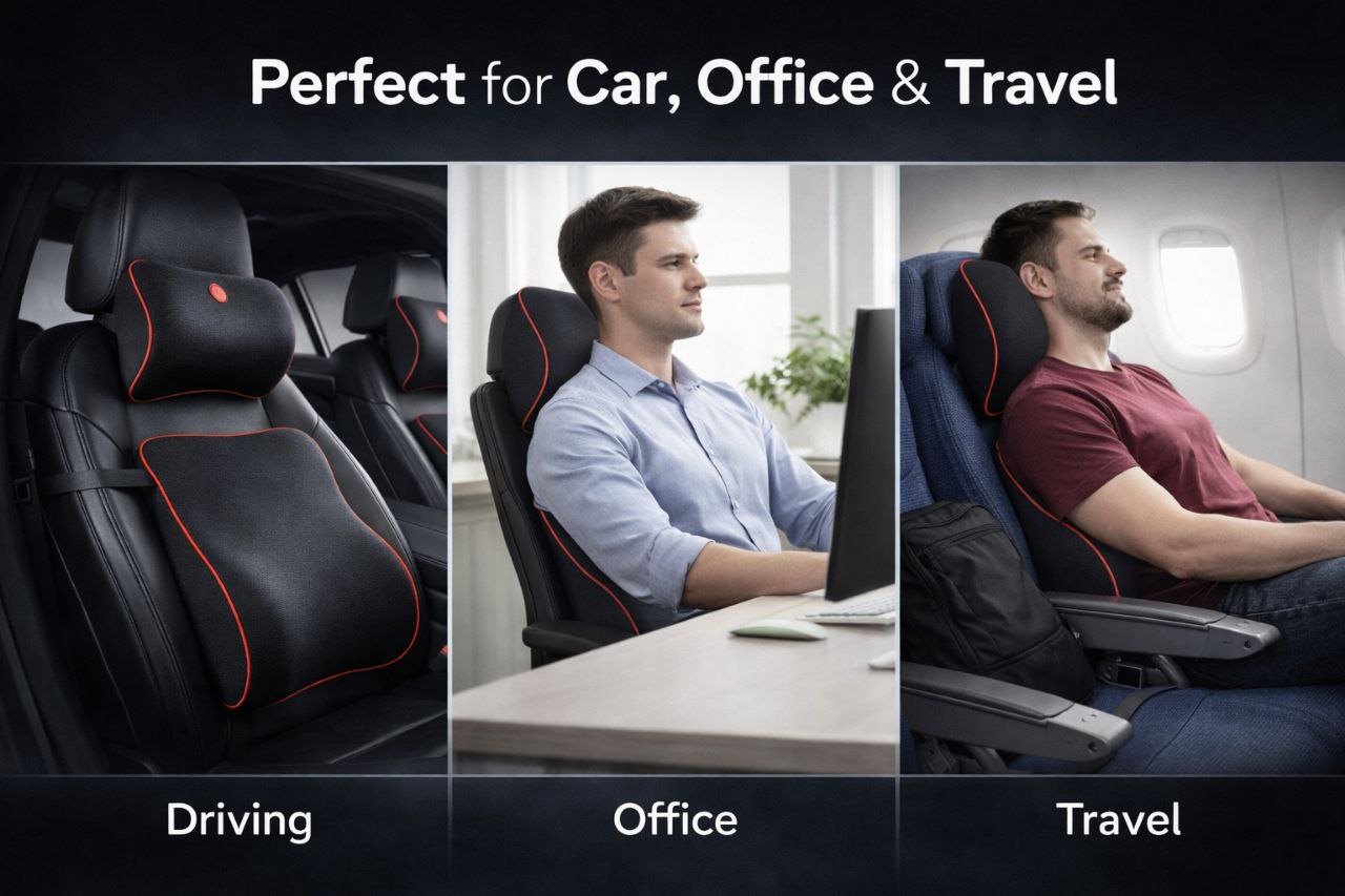 CleanRide Comfort Pro – Car Lumbar & Neck Pillow